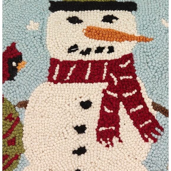 Peking Wool Decorative Throw Pillow Snowman Wreath Cardinal - Picture 2 of 3